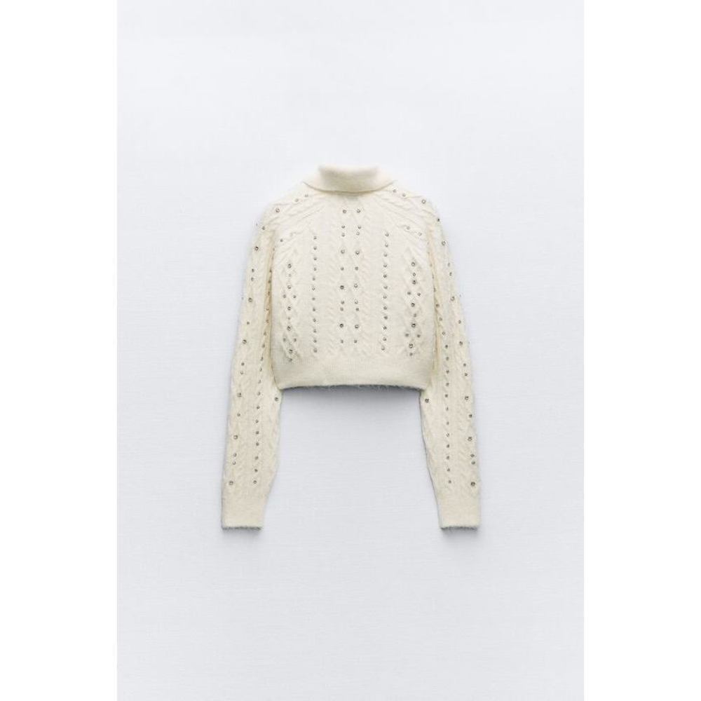 🤍 BEADED CROP KNIT CARDIGAN - Picture 5 of 8